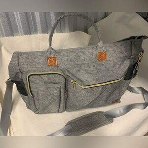 Rabjen Gray Diaper Tote Bag Large Multifunction Travel Baby Bag NWOT